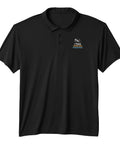Ultimate Gauge Square Machinist Gifts For Him Featuring CNC Tool Vise Designs In A High Performance Moisture Wicking Polo With UPF 50 UV Protection That Stays Fresh All Day Long. Black polo shirt with graphic design.