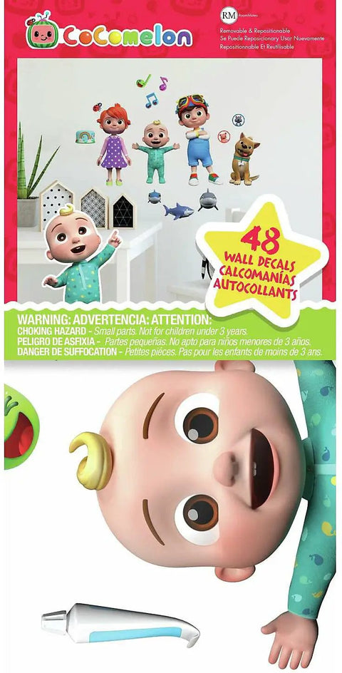 Cocomelon Peel And Stick Wall Decals Set 48 Multicolor Stickers Kid Friendly And Fun Easy To Apply Removable And Repositionable