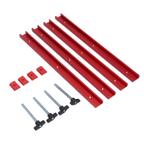 Pro Grade T Slot Rail Aluminum Alloy 400mm with Double Groove Profile and Predrilled Mounting Holes kit in red