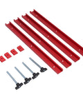 Red Aluminum T Track 15.75 Inch With Pre Drilled Mounting Holes Double Cut Profile Universal T Slot Rail For Woodworking Jigs