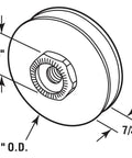 Diagram of 1 Inch Screen Door Roller With Center Groove, Beefy Nylon Construction For Top Hung Patio Doors, dimensions shown