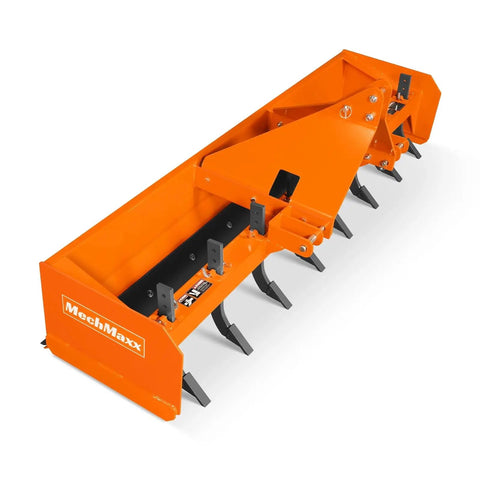 96 Inch Box Blade Scraper For Tractors With 8 Shanks, 3 Point Hitch Attachment, Fits 30 To 70 HP, Heavy Duty Steel Frame, Top View