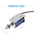 TEHAUX 12V mini push-pull solenoid, open-frame linear actuator, side view with blue coil.