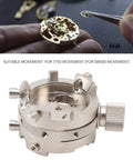 Pro Grade Stainless Steel Watch Movement Base Holder For Repairs And Adjustments, featuring screws and knobs, suitable for 7750 movement.