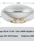6W LED PAR36 Landscape Light Bulb Crazy Bright 600 Lumens Daylight White 6000K 12V DC And AC Halogen Equivalent Of 60W