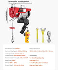 Electric Hoist With 14ft Wired Remote, 440 Lb Capacity, 110V Lifting Tool for Factory Warehouse Construction Site, red design