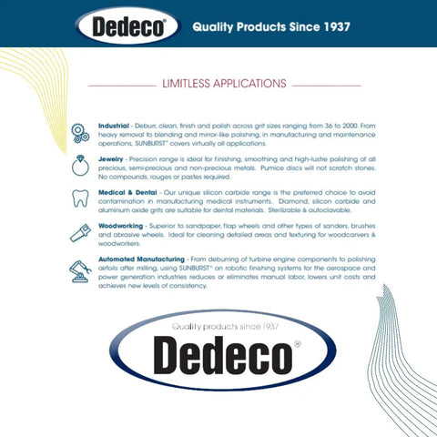Image highlighting Dedeco's limitless applications for Half Inch TC Snap-On Radial Bristle Discs Set With Thermoplastic Construction.