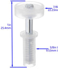 Close-up of Two Piece Bi-Fold Door Top Roller Guide Wheel And Top Pivot Hardware Kit, showing dimensions and spring-loaded nylon roller.