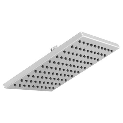 8 Inch Square Rain Showerhead Chrome Finish With Brass Construction Easy Clean Nozzles And Pressure Compensating Flow Control For Consistent Spa Vibe Shower Experience Showerhead Only, showing angled view of nozzles.