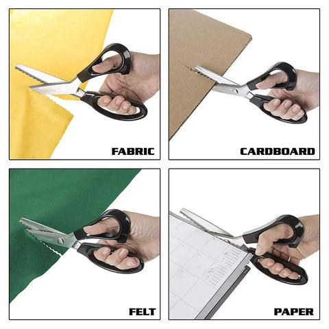 Pinking Shears For Fabrics Pro Grade Multi Purpose Stainless Steel Scissors With Black Handle 18mm cutting fabric, cardboard, felt and paper