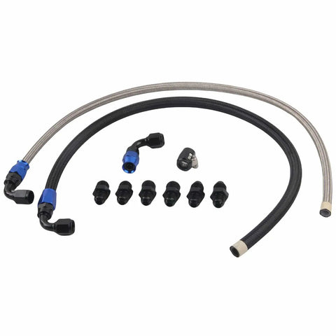 25 Inch AN6 Power Steering Pump Hose Fitting Kit for Chevy C10 LS Swap with aluminum fittings and braided hose options