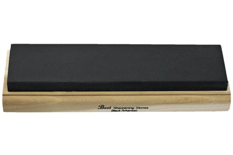 3 Stone Sharpening Stone Set With Wood Mounted Base, Pro Grade Soft Hard Black Stones In Coarse Fine And Extra Fine Grits, 2x8