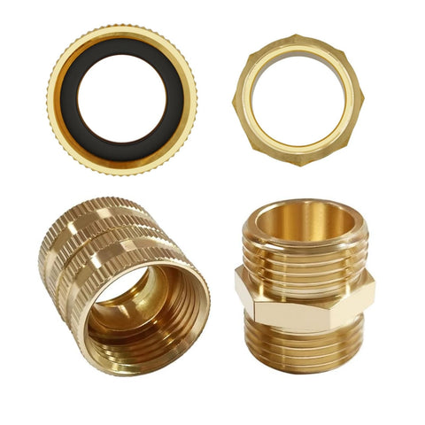 Beefed Up Three Quarter Inch Garden Hose Adapter Set With Two Pairs Male To Male And Female To Female Connectors No Leak Fittings