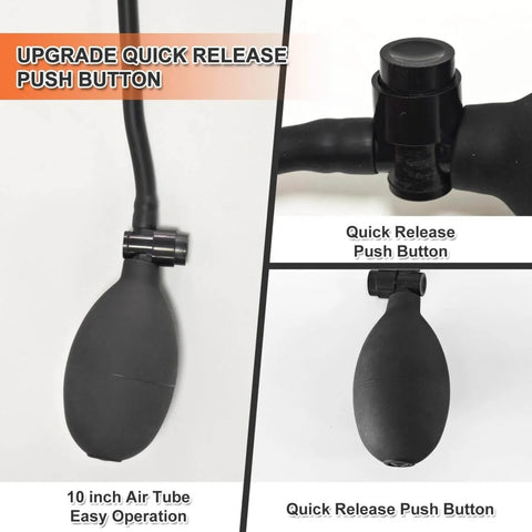Air Wedge Bag Pump Kit For No Fuss Single Person Lippage And Alignment, close-up of inflatable bag with quick release button.