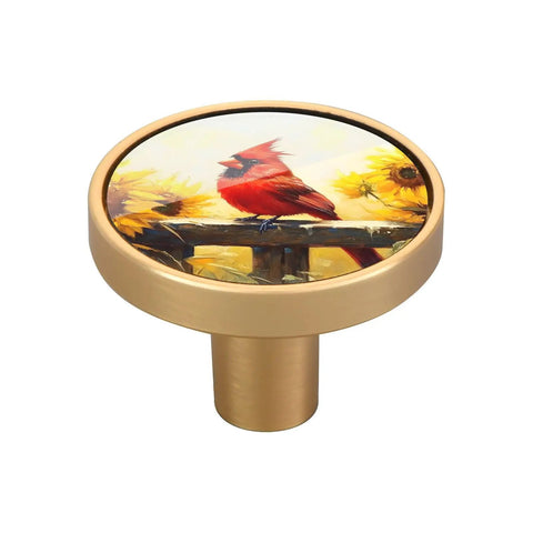 Four Pack Bird Fence Sunflower Cabinet Knobs with durable zinc alloy pulls for dresser drawer and cupboard furniture decor