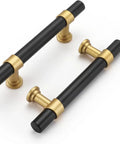 15 Pack 3 Inch Hole Center Black Cabinet Pulls And Barrel Gold Drawer Handles For Kitchen Cabinets And Dressers Zinc Alloy Durable Black And Gold Hardware