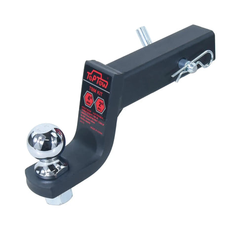 2 Inch Trailer Hitch Ball Mount Kit With 2 Inch Ball And 5/8 Inch Hitch Pin 4 Inch Drop Fits 2 Inch Receiver Matte Black