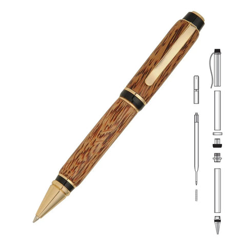 Big Ben Cigar Twist Ballpoint Pen Kit Starter Kit for Woodturning Projects with wooden pen and hardware components displayed