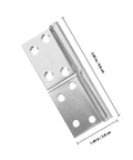 Flag Shaped Lift Off Door Hinges In Small Stainless Steel, rust resistant and detachable, with dimensions 3.85 x 1.49 inches