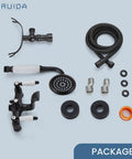 Vintage Victorian Style Wall Mount Bathtub Faucet Set With Telephone Handheld Sprayer components on display.