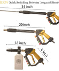 Adjustable Length High Power Washer Gun 5000 PSI With Foam Cannon And Quick-Change Nozzles All-In-One Pressure Washer Accessory Kit