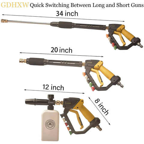 Adjustable Length High Power Washer Gun 5000 PSI With Foam Cannon And Quick-Change Nozzles All-In-One Pressure Washer Accessory Kit