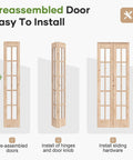 Space Saver Bifold Closet Door for 32 by 80 opening with French glass barn panels preassembled, easy installation guide