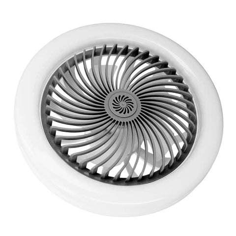 Onythral Mini Ceiling Fan with LED Fan Light White 180 Degree Lighting view from above showing compact design and gray blades.
