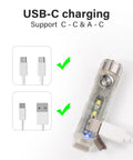 Glow In The Dark 650 Lumen USB C Rechargeable EDC Flashlight with USB-C charging compatibility and transparent case