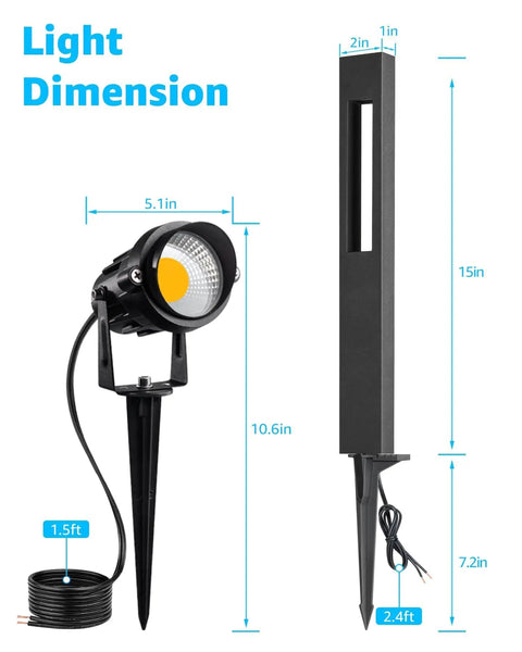 Dimensions of 12 Pack Low Voltage Pathway Lights With 4 Spotlights Landscape Kit For Path Garden Yard And Patio Black Cast Aluminum