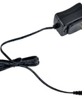 Black AC power adapter with a cord and plug, suitable for electronics, visible plug prongs and cable.