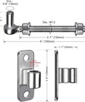 Stainless Steel Gate Hinge Set With Eye Plate Heavy Duty No Weld For Farm Fence Outdoor Use 6 Inch with dimensions shown