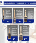 Must-Have 5 Piece Paint Brush Set With 1 Inch Flat, 1.5 Inch Angle, 2 Inch Flat, 2 Inch Angle Stubby, And 2.5 Inch Angle