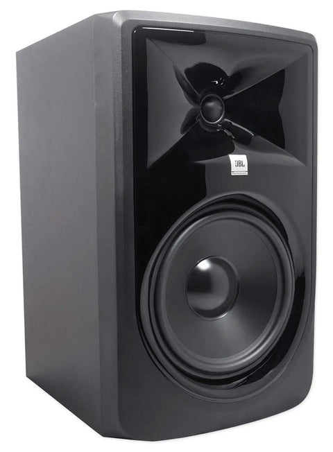 Front view of a black Two 8 Inch 2 Way Active Studio Reference Monitor with MkII Transducers Boundary EQ and Beefy Bass.