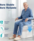 Elderly man using Bulletproof Over Toilet Safety Rails delivering heavy duty support for bathroom handicap assist.