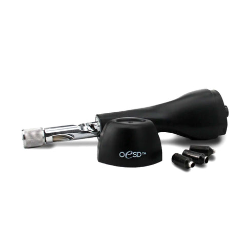 Embroidery Hole Punch Tool Must Have with Adjustable Tip Sizes and Collar, three black tips, ideal for fabric and craft projects.