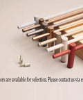 10 Pack Adjustable Aluminum Floating Shelf Brackets Heavy Duty Guardrail Support Rods For Kitchen Cabinets in various colors with screws.
