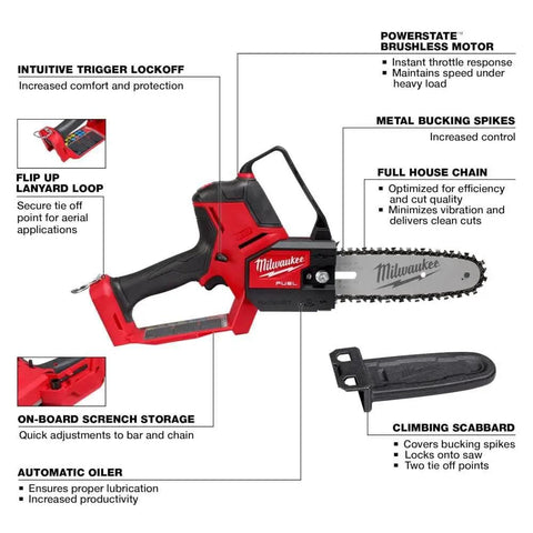 M18 FUEL Hatchet 8 Inch Pruning Saw Bare Tool Only - Ultra Lightweight Under 5 Lbs, ergonomic grip, Powerstate brushless motor