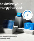 Setup with SmartSolar MPPT Charge Controller With Bluetooth For 100V 12/24V Systems, 30 Amp Output, solar panel, and battery