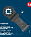 Top Shelf Plunge Cut Blades For Oscillating Multi Tools Featuring Starlock Adapters Swiss Made Pro Steel Built Legit To Crush Hardwood And Drywall Cutting Tasks With Smooth Action And No Extra Effort 10 Pack, 4-inch plunge blade with bi-metal cutting edge.