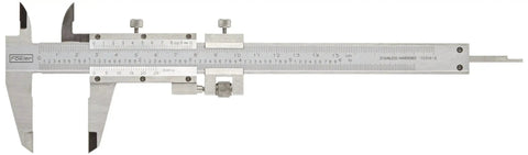 Vernier Caliper 0 To 6 Inch (0 To 150 Mm) Measuring Range Satin Chrome Stainless Steel With Fine Graduation. Tool on a white background.