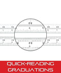18 Inch Precision Blade For Combination Squares, Sets, And Bevel Protractors With 4R Graduations, close-up view of scale.