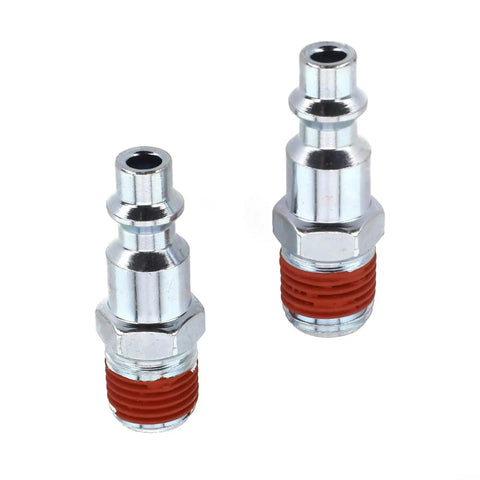Premium Red 2 Pack 1/4 Npt Male Air Line Fitting Quick Connect Coupler Kit For Compressor Hose And Pneumatic Tools Industrial Type D Standard Heavy Duty, two fittings