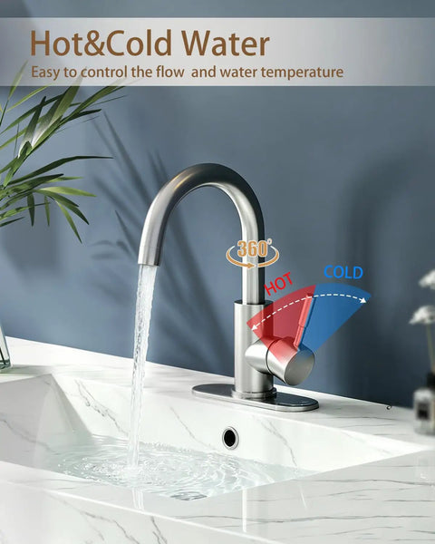 No Fuss Single Handle Bathroom Sink Faucet With Pop Up Drain And Six Inch Deck Plate For Kitchen Bar Camper Farmhouse Vanity Quick One Or Three Hole Setup Lead Free Polish