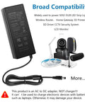 Six Pack 24V Power Supply 3A 72W AC DC Adapter with 5.5x2.5mm plug shown with compatible devices like CCTV camera and LCD monitor