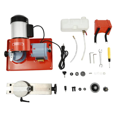 Top Shelf Electric Circular Saw Blade Sharpener For Carbide Tipped Blades With 370 Watt Rotary Angle Mill Grinder and accessories.