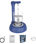 Electric Water Dispenser For 1 To 5 Gallon Bottles With Adjustable Stand, Desktop Hydration Station in blue with accessories