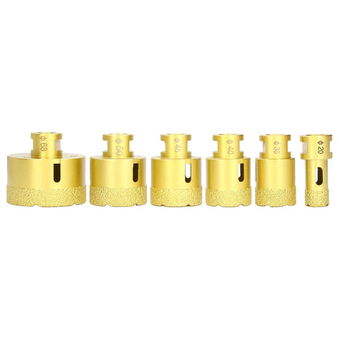 Top Rated Ftvogue Brazed Core Drill Hole Saw Set With 6 Pieces For Cutting Glass Tile Marble Granite Smoothly And Cleanly Without Breaking Edges On Your DIY Home Projects, gold dry core bits