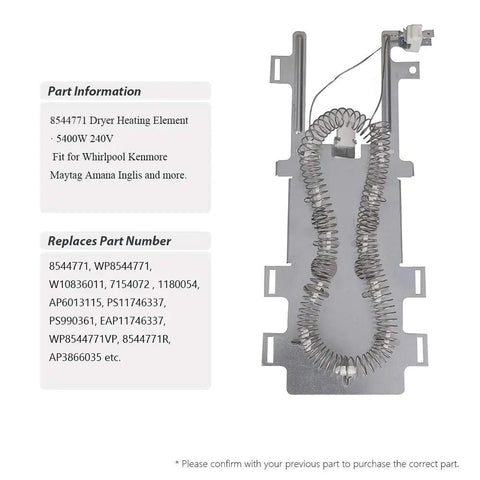 DIY Friendly Easy Install Dryer Heating Element Replacement Kit With Thermal Fuse And Thermostat Cut Off for Maytag Whirlpool Kenmore.