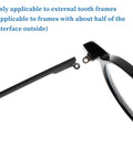 Kick Your Broken Frames Back To Life With This Heavy Duty TR90 Eyeglass Temple Replacement Kit Includes Screws Nuts Wrench And Nose Pads For A Super Quick Snap Fix showing a black TR90 temple arm fitting on eyewear.
